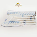 Towel Set Chain Embroidery 10 Piece with Light Blue embroidery