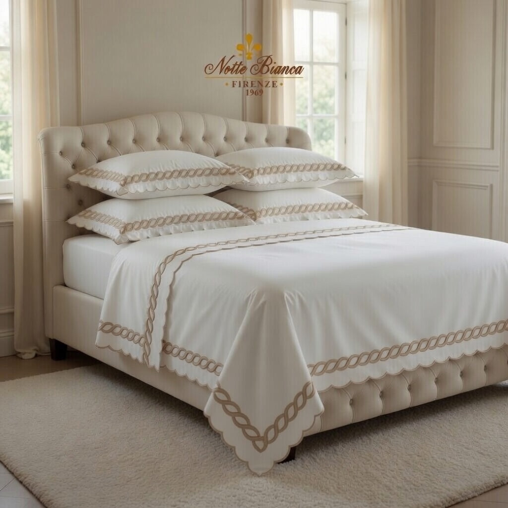 Chain Brown Color Embroidery Bedsheet Set
