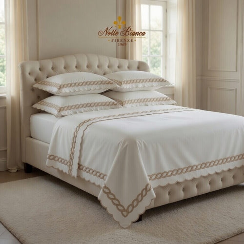 Chain Brown Color Embroidery Bedsheet Set