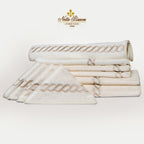 Towel Set Chain Embroidery 10 Piece with Brown embroidery