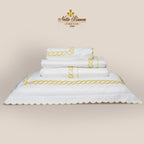 Chain Yellow Color Embroidery  Bedsheet Set