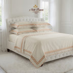 Chain Peach Color Embroidery Bedsheet Set