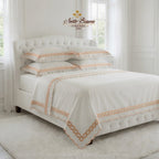 Chain Peach Color Embroidery Bedsheet Set