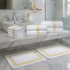 Towel Set  Chain Embroidery 10 Piece with Yellow embroidery