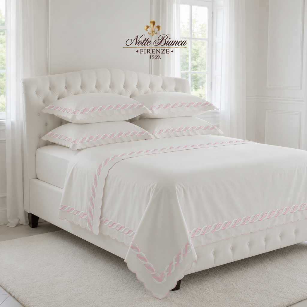 Chain Pink Color Embroidery Bedsheet Set