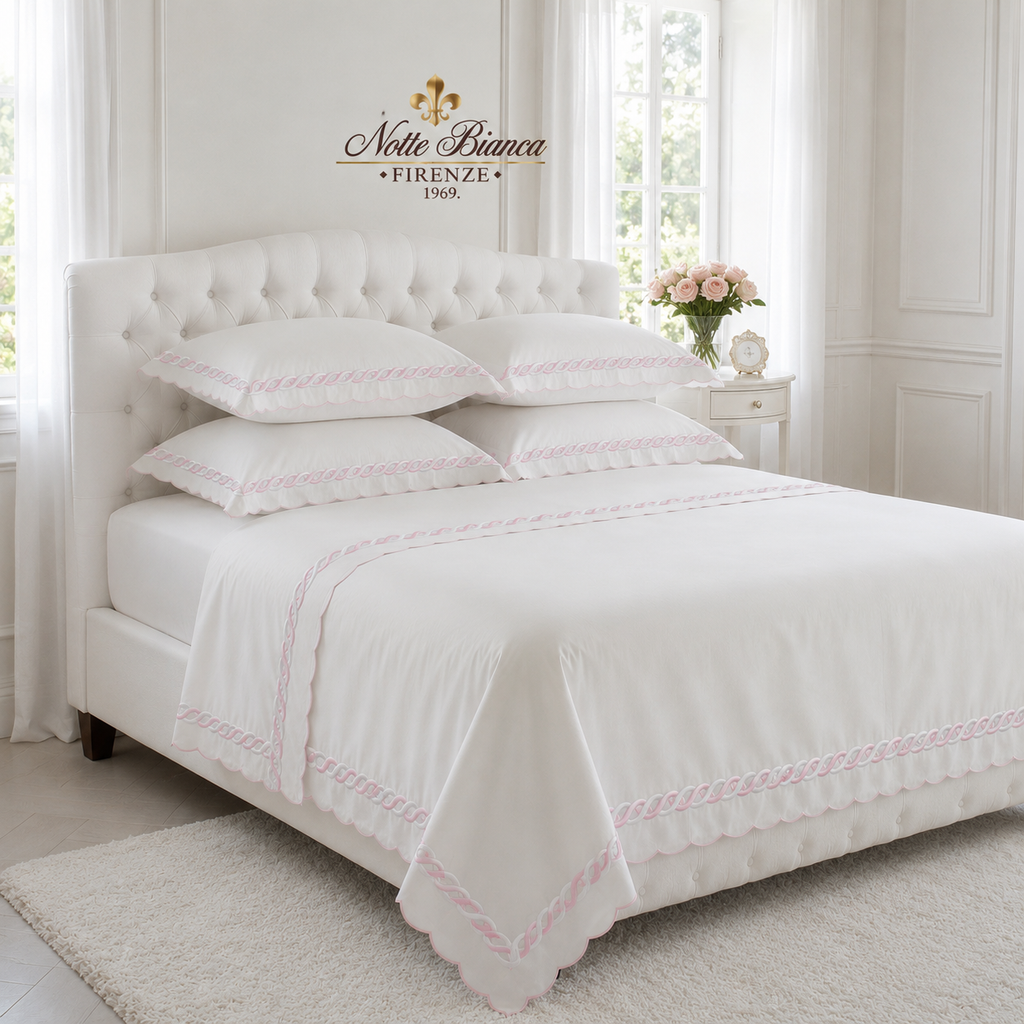 Chain Pink Color Embroidery Bedsheet Set