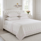Chain Pink Color Embroidery Bedsheet Set