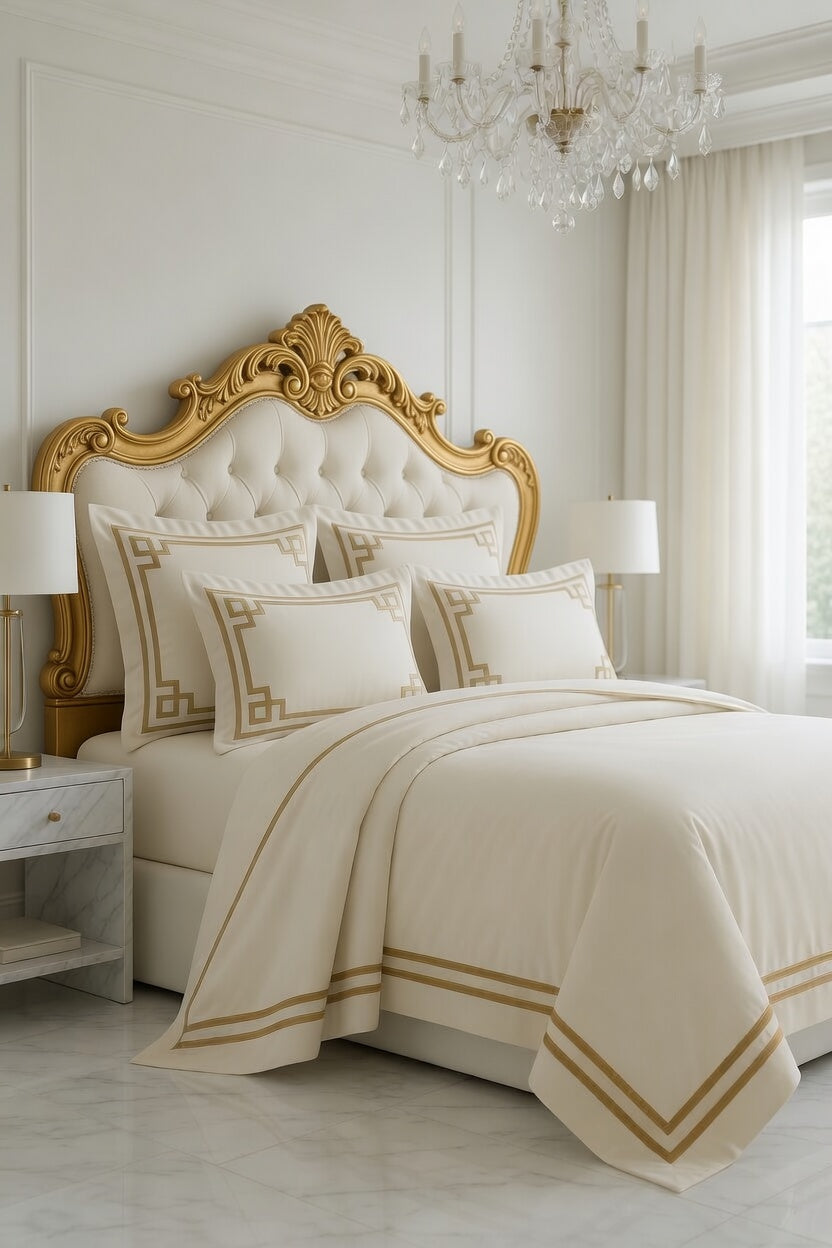 Elegantly Mustard / Off-White Bedsheet Set
