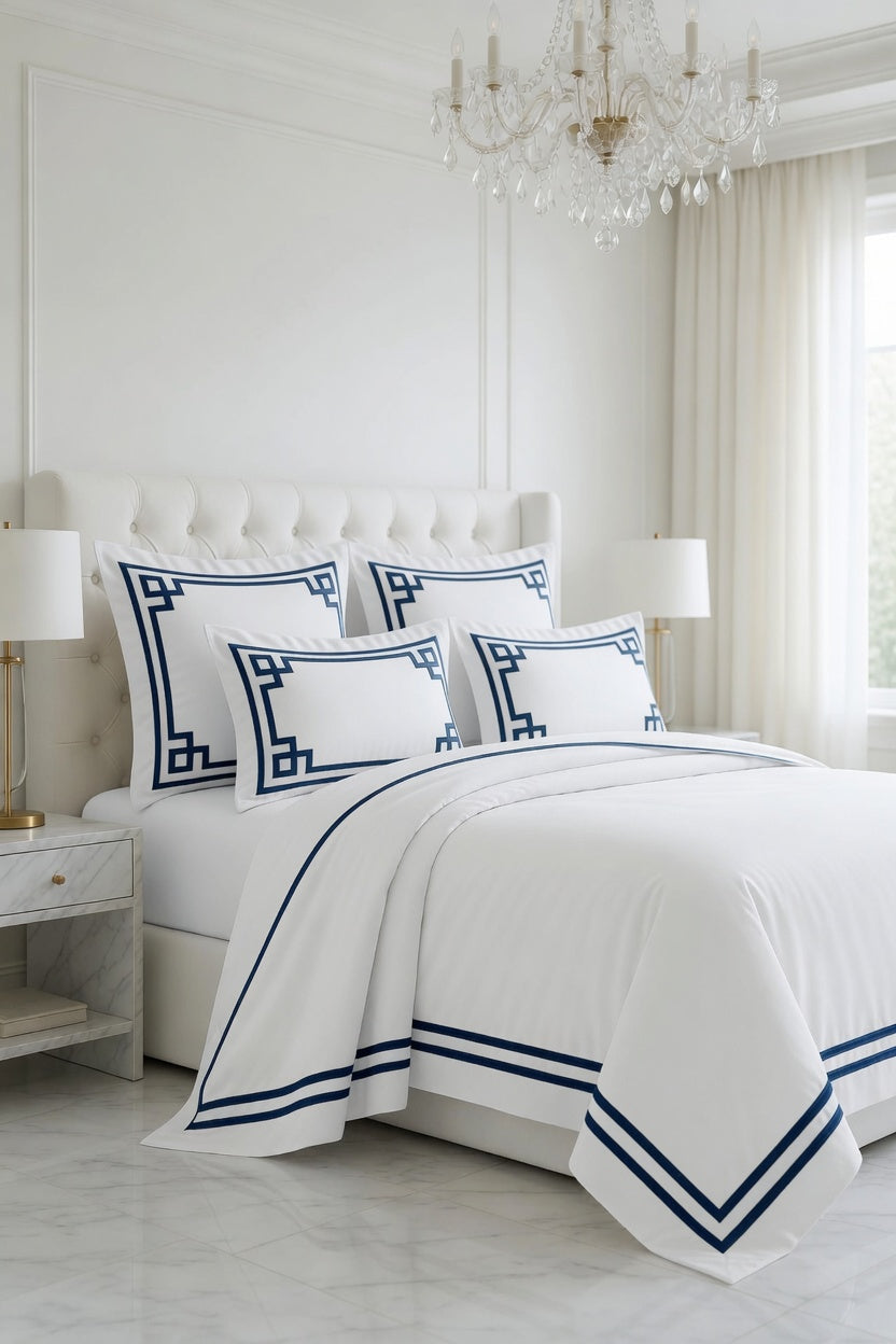 Elegantly Navy /White Bedsheet Set