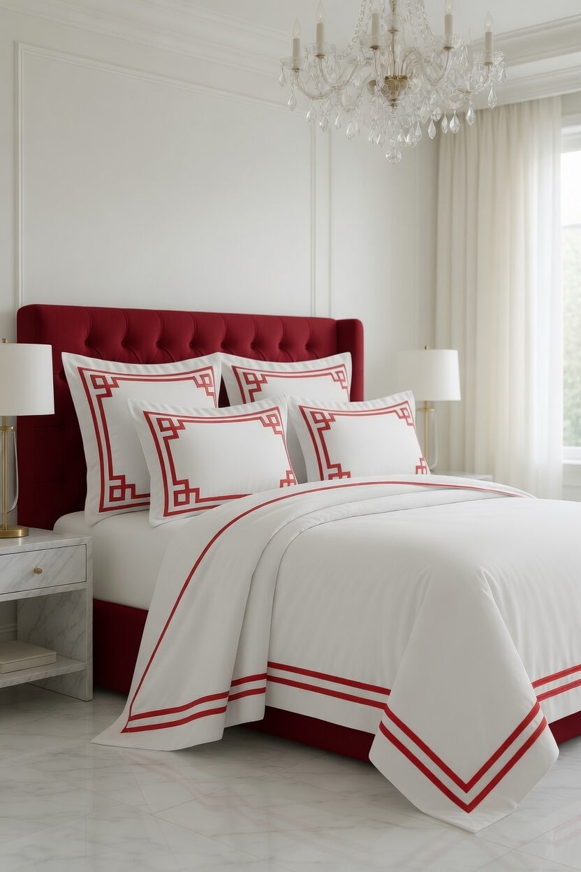 Elegantly Red /White Bedsheet Set
