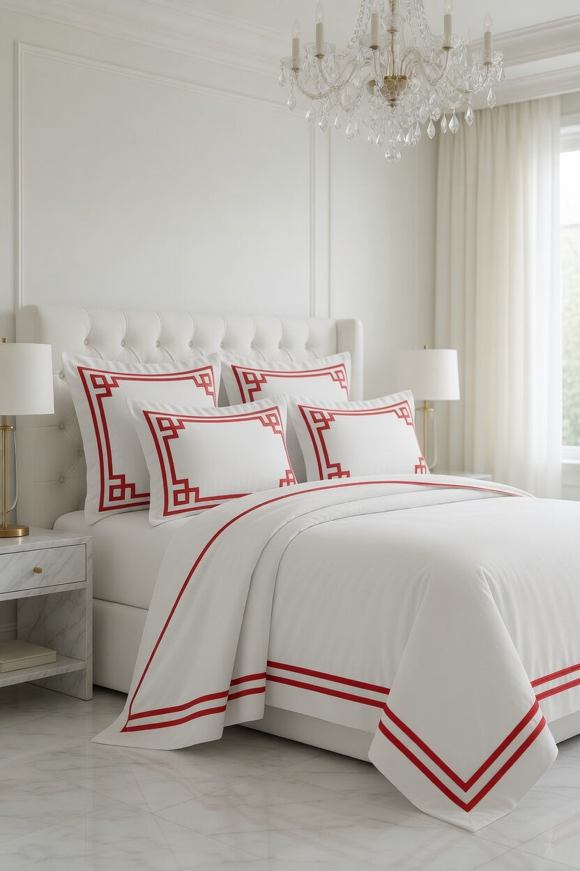 Elegantly Red /White Bedsheet Set