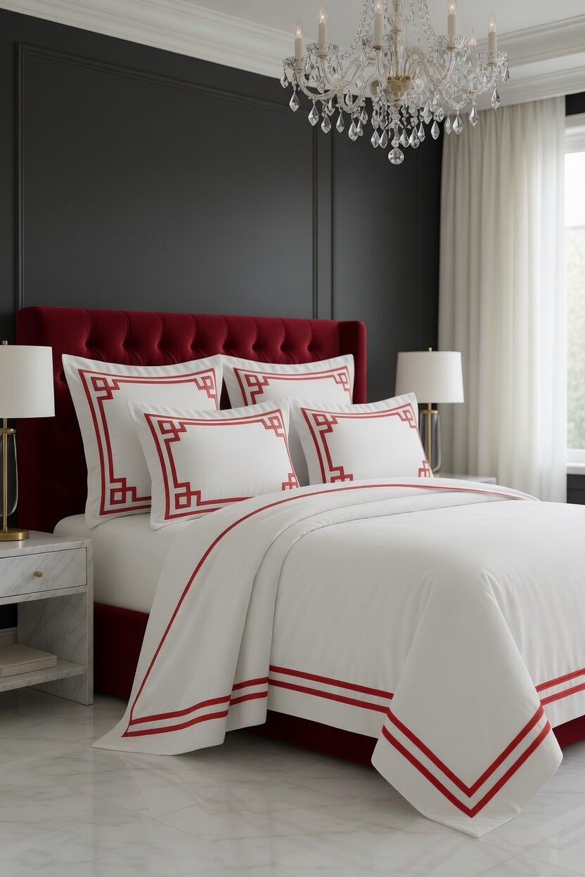 Elegantly Red /White Bedsheet Set