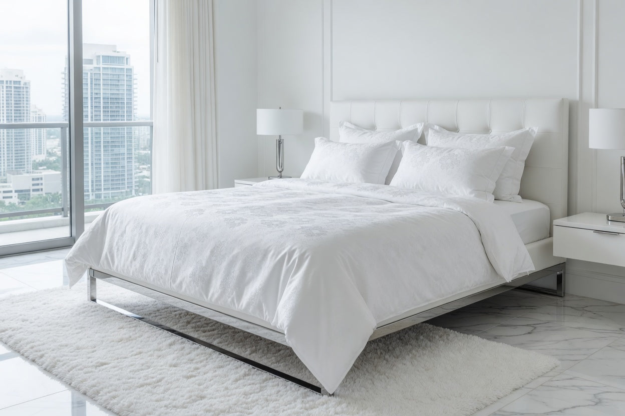 Jacquard White Bedsheet Set