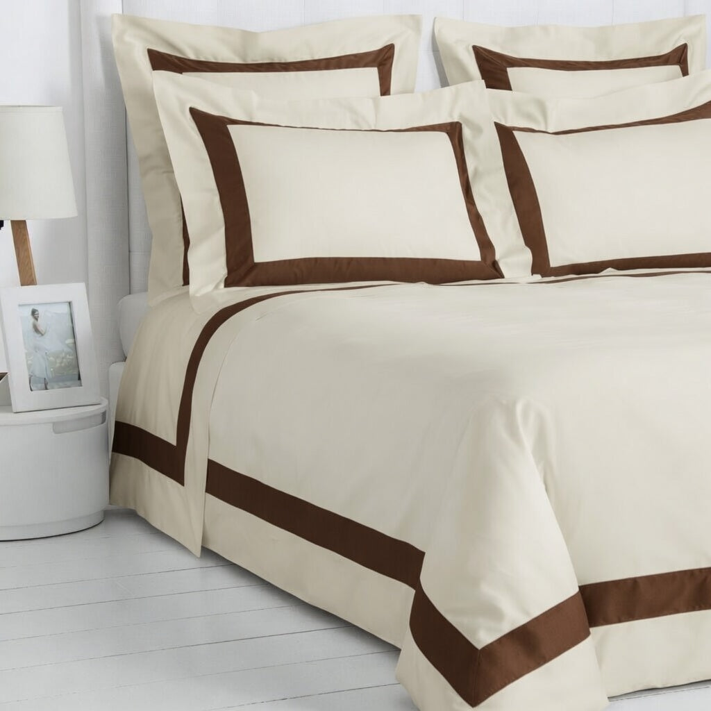 Stripe Applique Brown /Off White Bedsheet Set