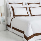 Stripe Applique Brown /White Bedsheet Set