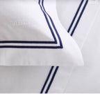 2 Line Navy Blue / White Bedsheet Set