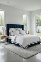 2 Line Navy Blue / White Bedsheet Set