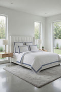 2 Line Navy Blue / White Bedsheet Set