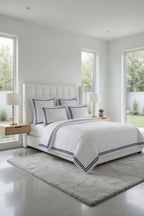 2 Line Navy Blue / White Bedsheet Set