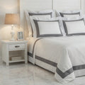 Stripe Applique Grey /White Bedsheet Set