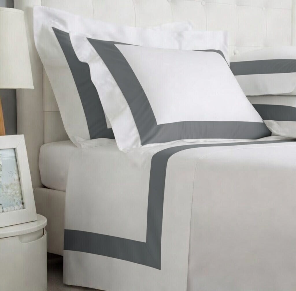 Stripe Applique Grey /White Bedsheet Set