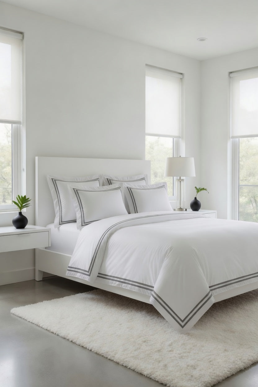 2 Line Gray / White Bedsheet Set