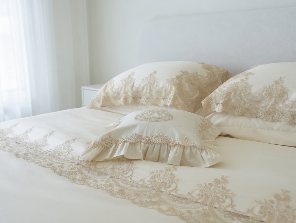 Harmony 2 Lace Bedsheet Set Off White With Off White Border Lace
