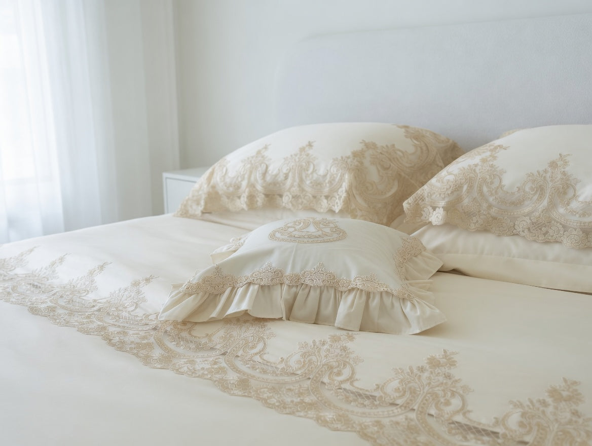 Harmony 2 Lace Bedsheet Set Off White With Off White Border Lace
