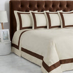 Stripe Applique Brown /Off White Bedsheet Set
