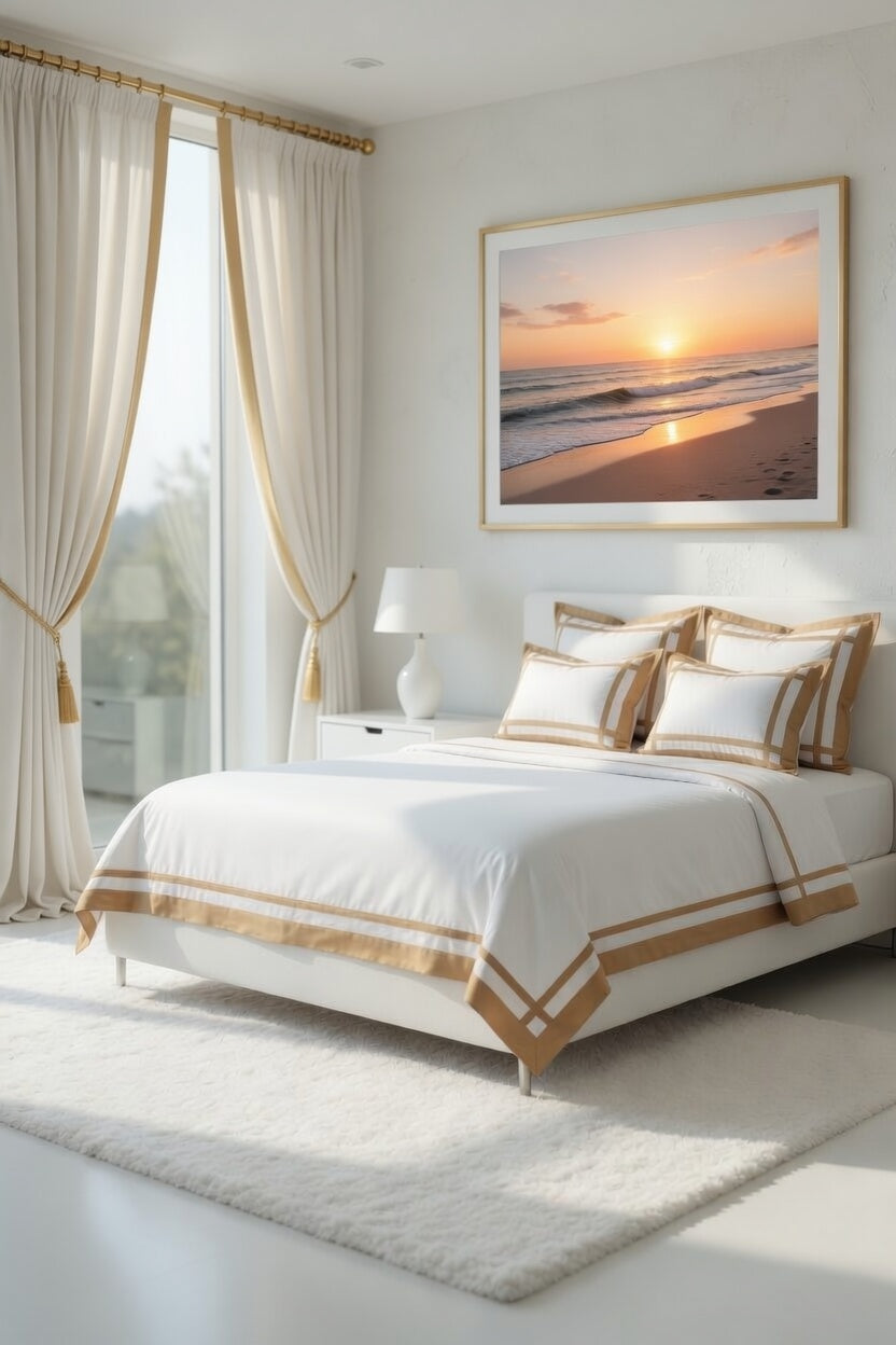 Border Mustard /White Bedsheet Set