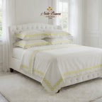 Chain Yellow Color Embroidery  Bedsheet Set