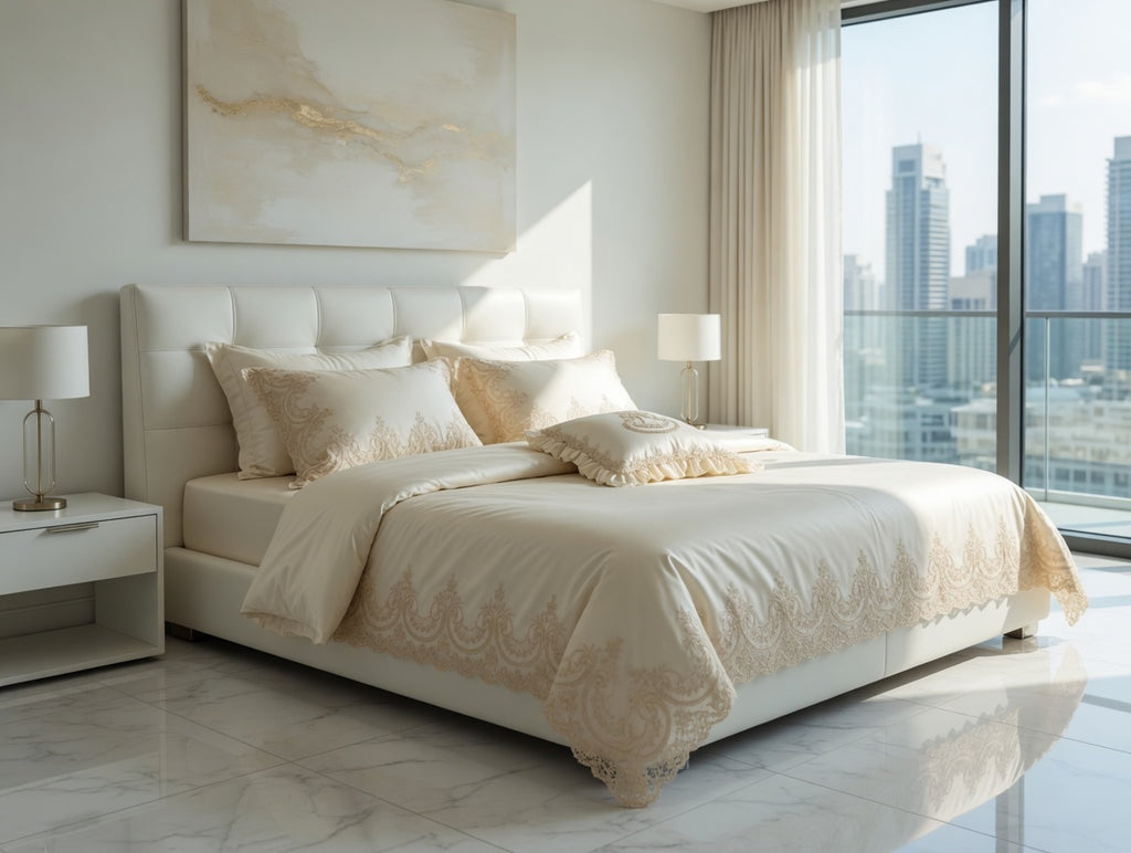 Harmony 2 Lace Bedsheet Set Off White With Off White Border Lace