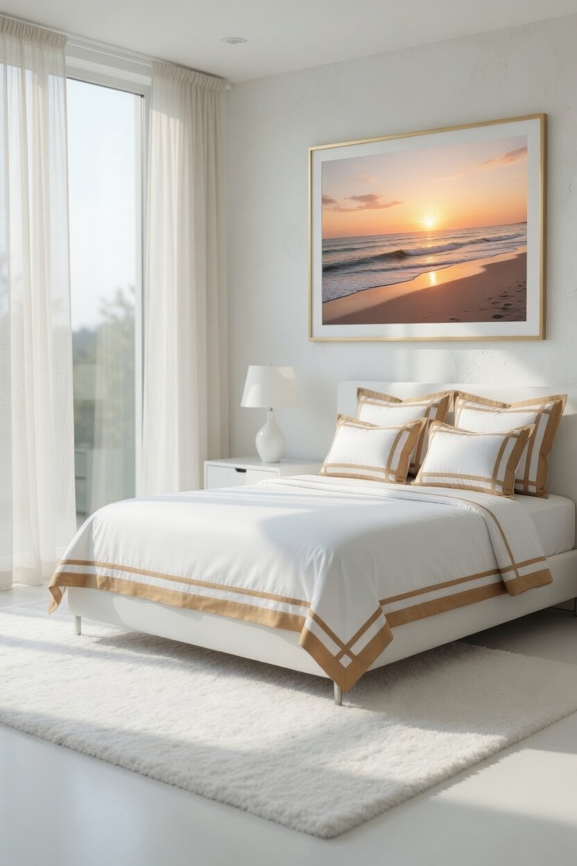 Border Mustard /White Bedsheet Set