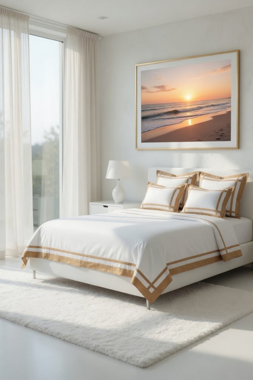 Border Mustard /White Bedsheet Set