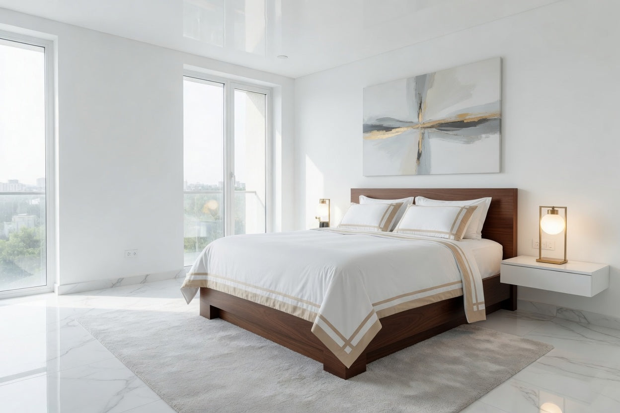 Border Brown /White Bedsheet Set