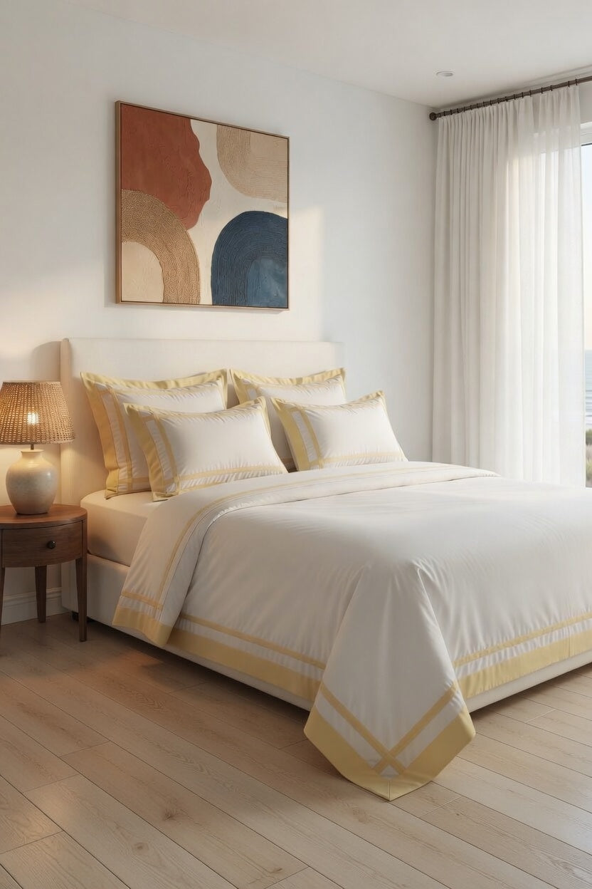 Border Yellow /White Bedsheet Set