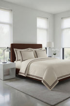 2 Line Brown / Off-White Bedsheet Set