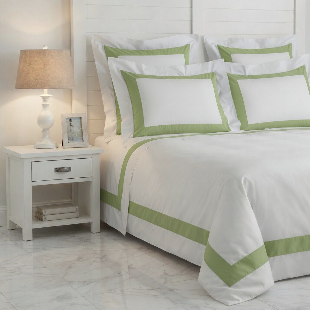 Stripe Applique Pistachio /White Bedsheet Set