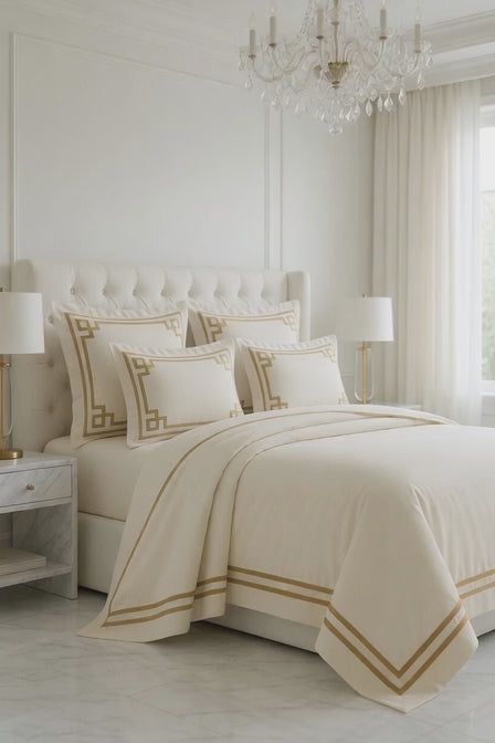 Elegantly Mustard / Off-White Bedsheet Set