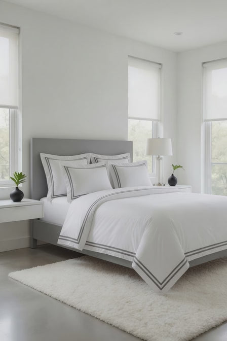 2 Line Gray / White Bedsheet Set
