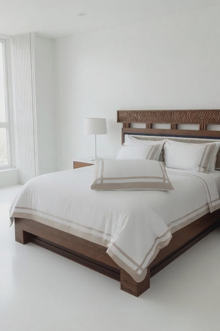 Border Brown /White Bedsheet Set