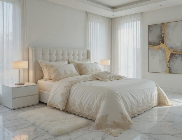 Harmony 2 Lace Bedsheet Set Off White With Off White Border Lace
