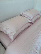 Paula Lace Bedsheet Set Pink & Off white