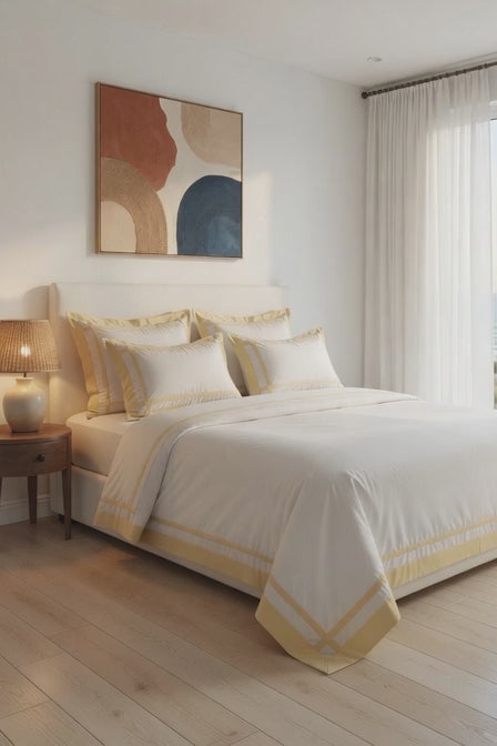 Border Yellow /White Bedsheet Set