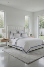 2 Line Navy Blue / White Bedsheet Set