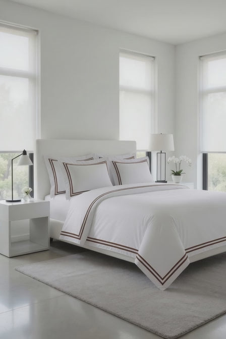 2 Line Brown / White Bedsheet Set