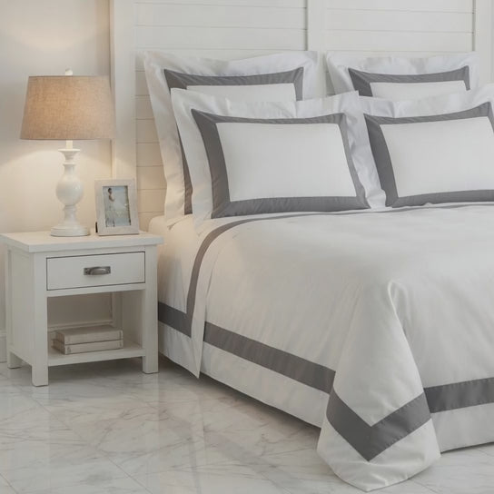 Stripe Applique Grey /White Bedsheet Set