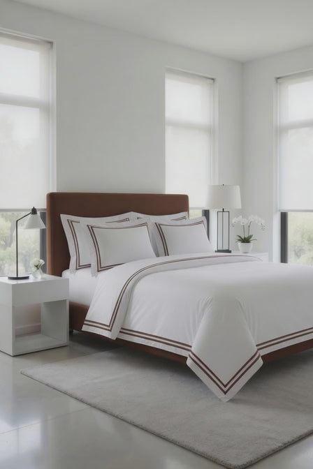 2 Line Brown / White Bedsheet Set