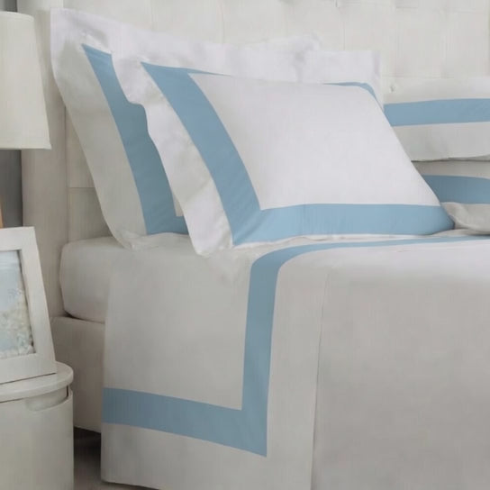 Stripe Applique Baby Blue /White Bedsheet Set
