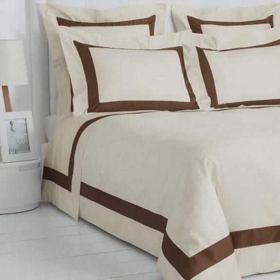 Stripe Applique Brown /Off White Bedsheet Set